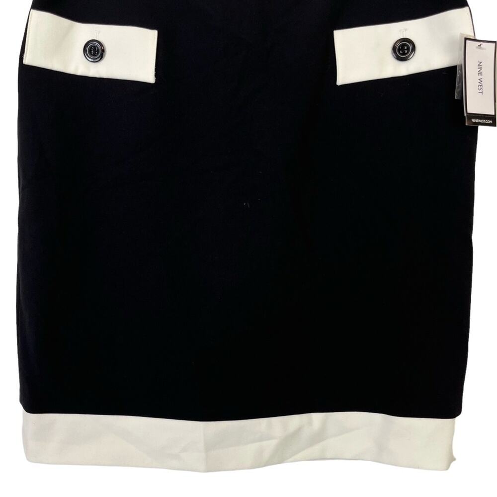NINE WEST Black & White Stretch Career Straight Cut Knee Length Skirt NWT sz 8